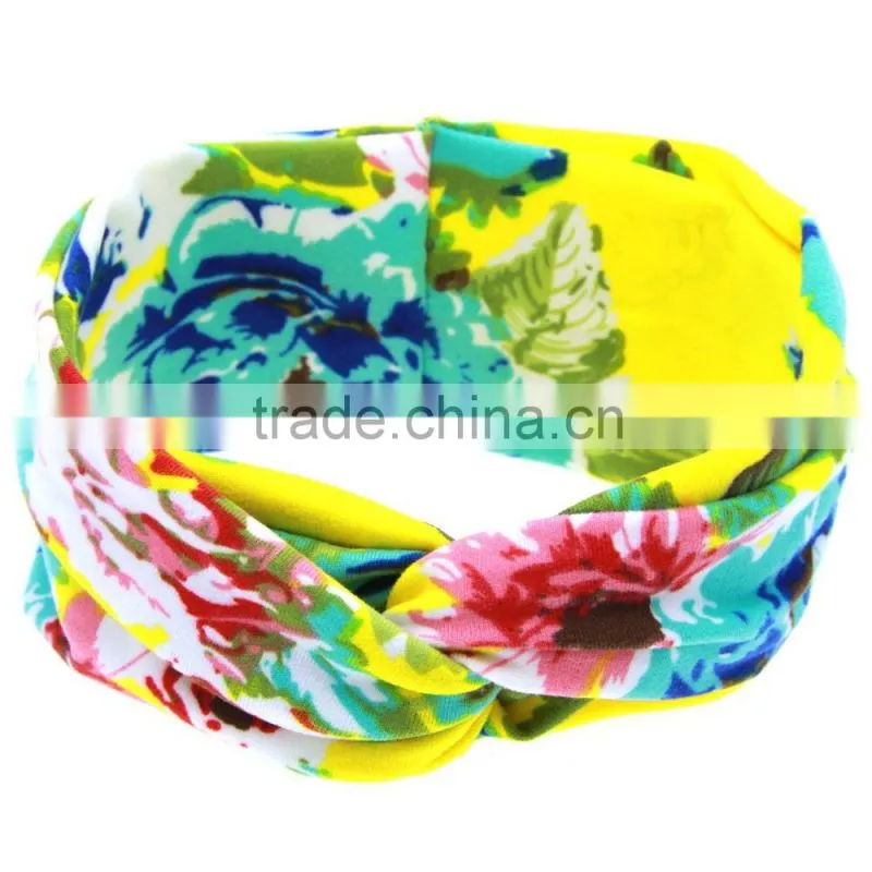 Hot-sales Baby floral Headband Infant Headband Toddler turban Headband cotton kids cross headband wh-1743