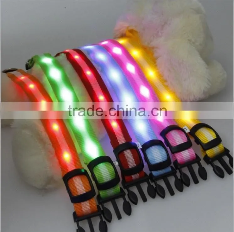 LED Personalized Dog Flashing Glow Pet Light Safety Collar 6 Colors 3 Sizes