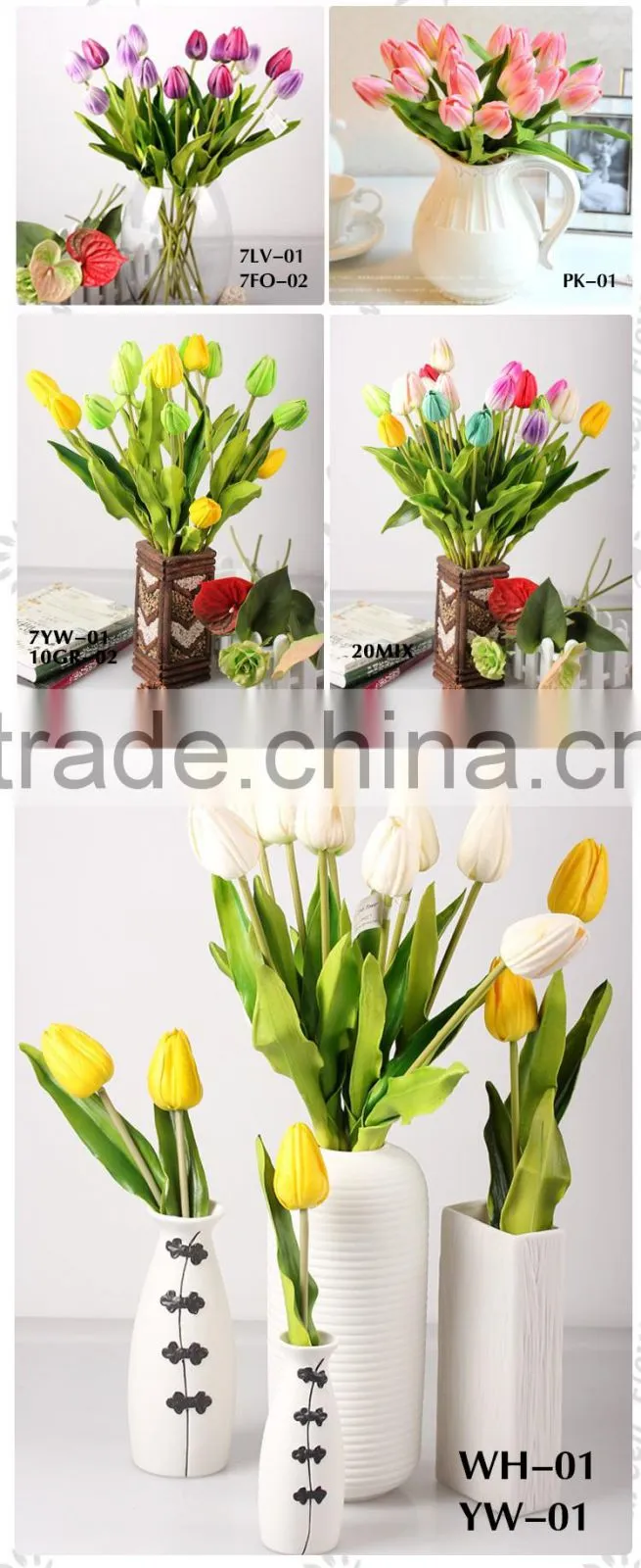 2016 Wholesale 20" Latex PU Artificial Flowers Real Touch Bouquet For Wedding Bridal Decor Display Flower
