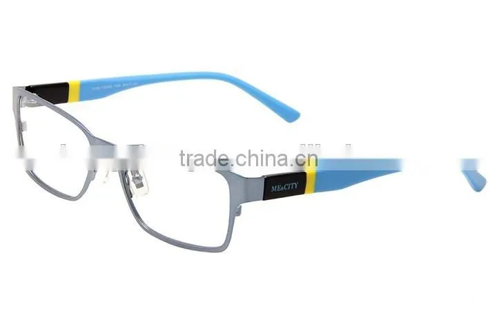 0.6MM stainless steel frame optical eyeglasses with acetate temple