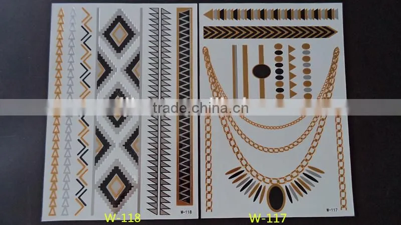 Blue metallic tattoo ink Newest Temporary gold silver tattoos 15*20CM