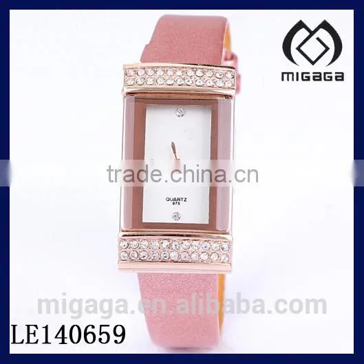 fashion leopard pu strap quartz watches for women*flowing cz women's leopard watches
