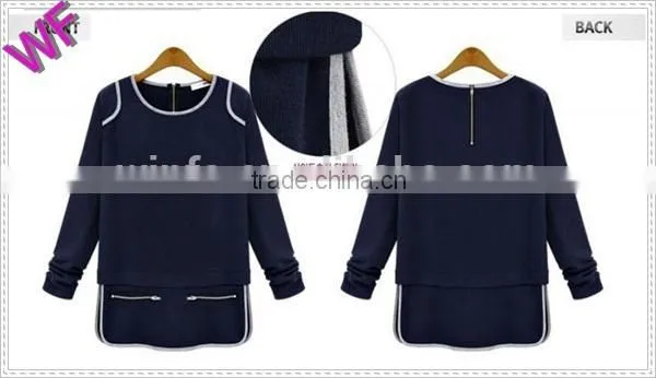 Sexy Hot! High Quality 2015 Blouses Women Long Sleeve Sexy T Shirt Dress Blue Gray Blouse Shirts Female Blouse