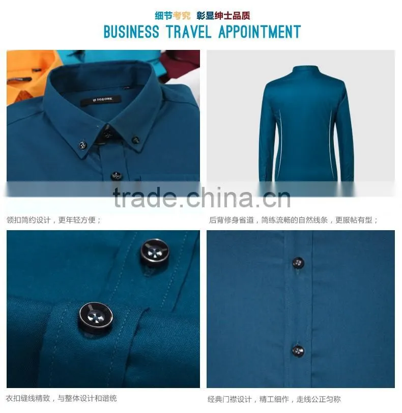 In the spring of the new Men's business casual classic pure color long sleeve shirts