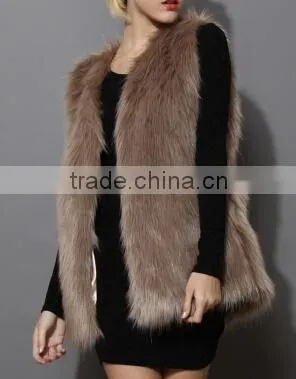 Mid-Length Brown Faux Fur Vest
