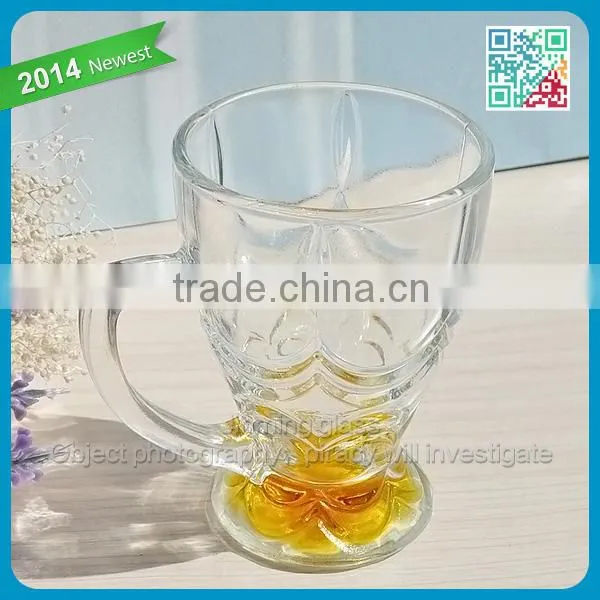 2014 Unique new design glass cups clear turkish tea glass with handles drinking cups glasses