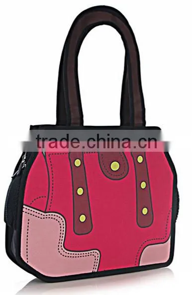 fashionable 3d comic lady hand bag tote bag