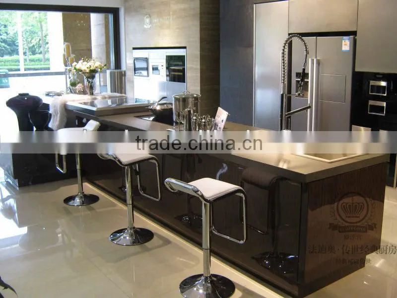 solid wood and stainless steel kitchen cabinet