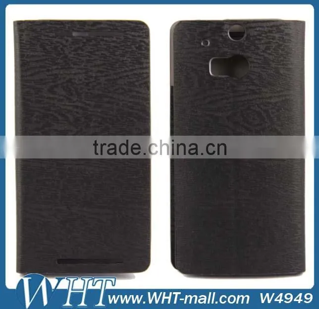 Hot Sale Wood Design Wallet Leather Case for HTC One M8, for HTC One M8 Leather Case