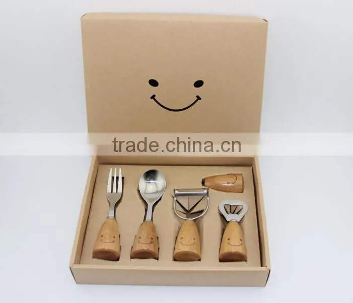 Hotsale Wooden handle stainless steel kitchen utensils stainless steel bottle opener