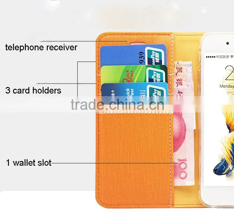 Card Holder+Wallet Plain Colorful Leather Flip Case For Huawei Ascend G700