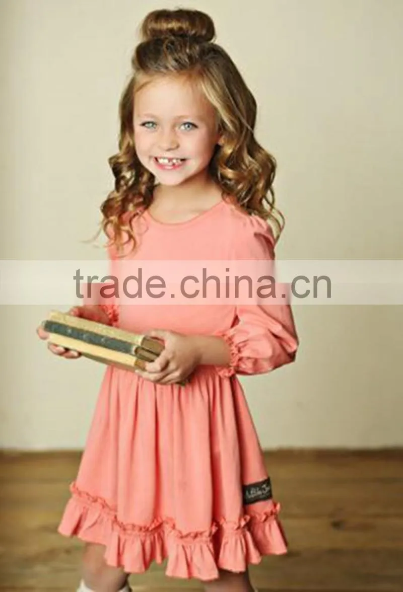EO friendly baby girls ruffle tutu dress kids cotton solid color clothes