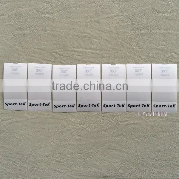 Export environmental damask printed size label for brand garments