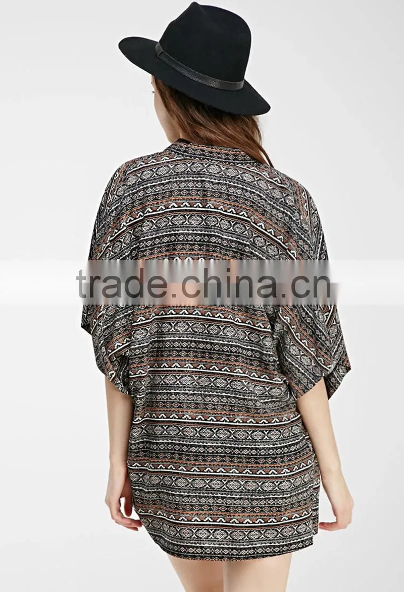 Tribal print dolman cardigan