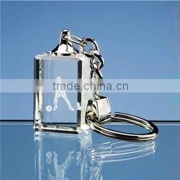 Wholesale 3d laser engraved crystal cube glass block 3d engraving airplane key chain for gifts souvenirs