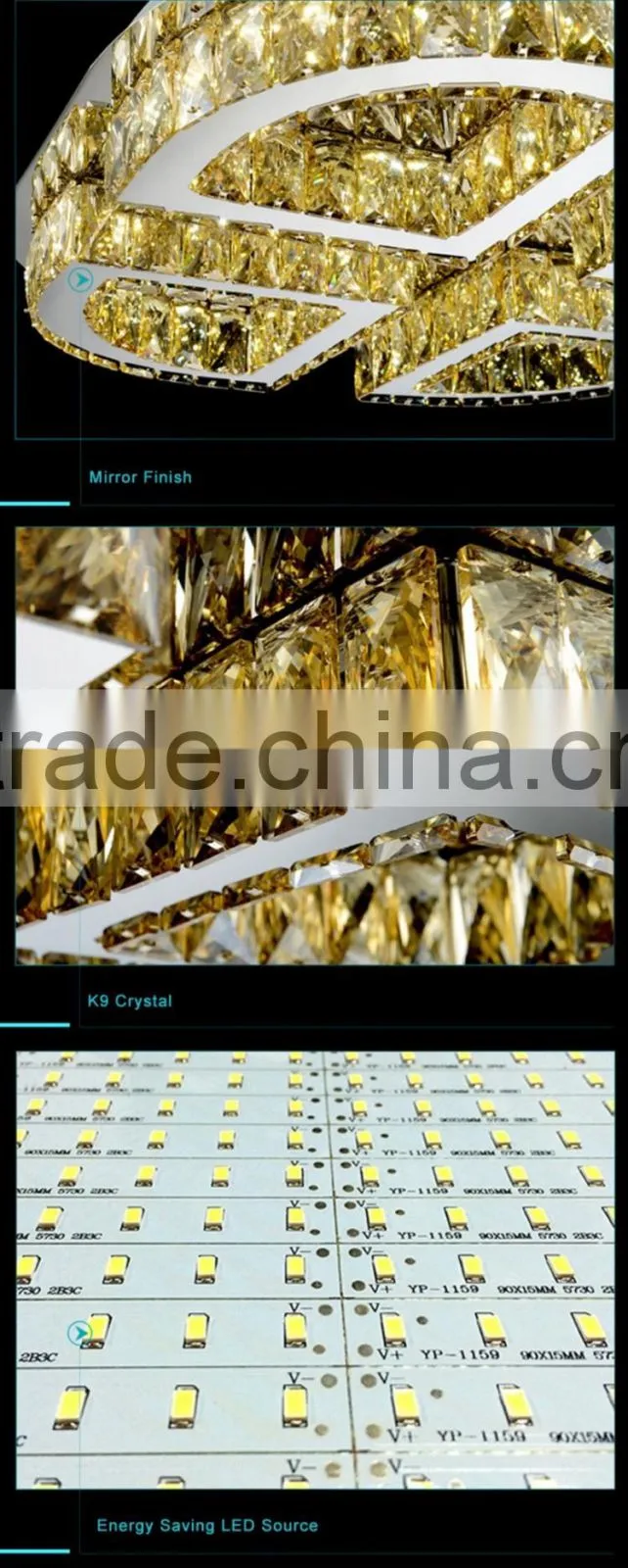 Hot Selling 60W LED Ceiling Lamp Stainless Steel K9 Crystal Decoration Ceiling Lamp
