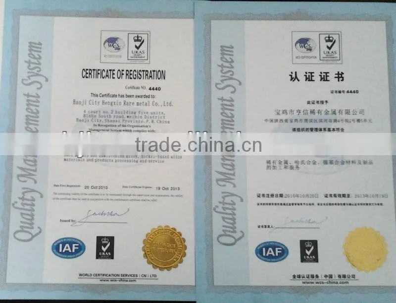 Pure Hafnium plates sheet