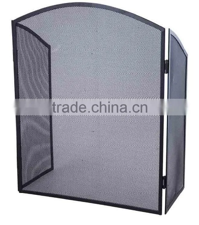 black and metal material fireplace screen