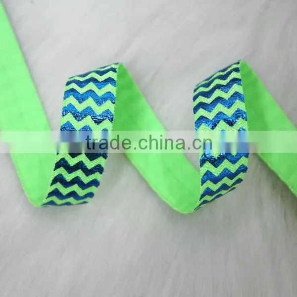 Eco-Friendly good quality 5/8" Turquoise chevron foil printed foe