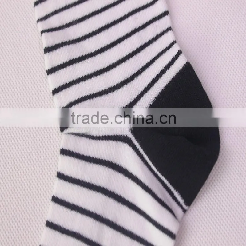 Colorful Thin Stripe Combed Cotton Knitting In Stock Dress Socks