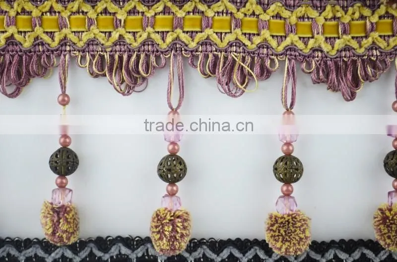curtain decorative pompon fringing lace