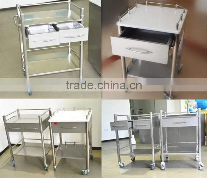 Good quality medical trolley, mobile stainless steel trolley