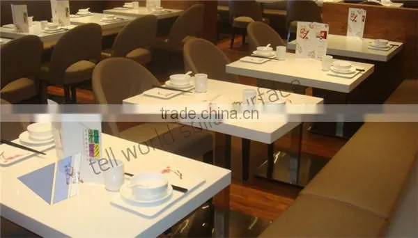 High glossy artifical marble chinese restaurant round table furniture