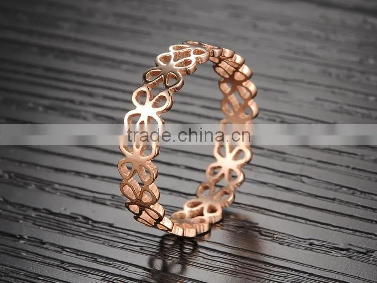 Hollow design IP Rose Gold Plating Class Ring