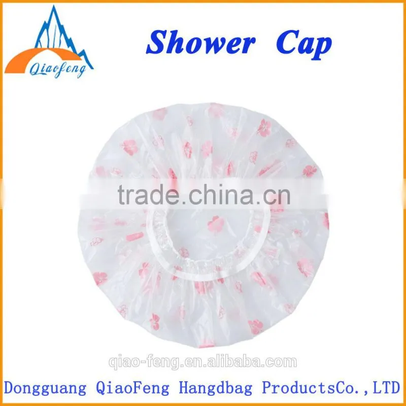 Best Sell 100% Waterproof Transparent PEVA / PVC Printed Shower Cap