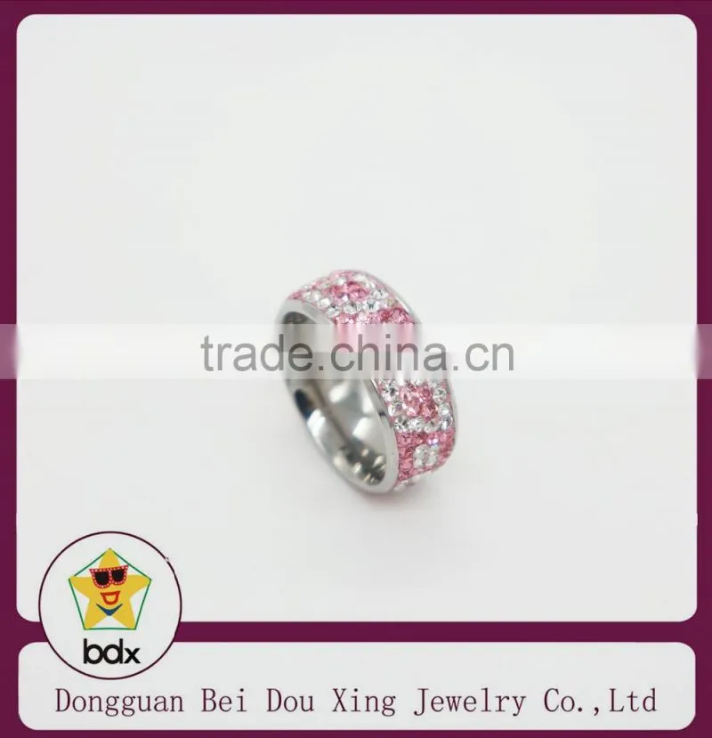 new products 2015 shiny and sparkling with rhinestone stainless steel rings