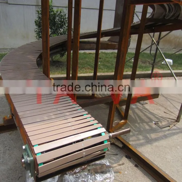 Vertical Transfer POM chain spiral conveyor with Rubber pad for anti-slip