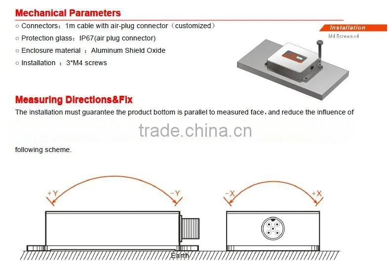 ACA2000 High Precision Digital Inclinometer Sensor With Full Temperature Compensation And Very Fast Transmission Speed