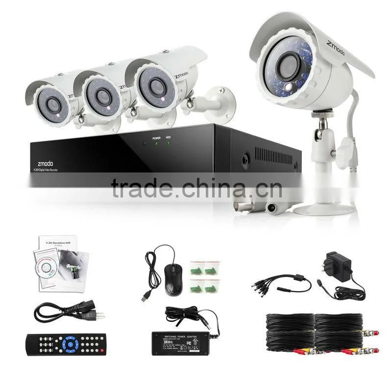 Zmodo Outdoor 600TVL Camera 4CH Full D1 CCTV DVR Kit