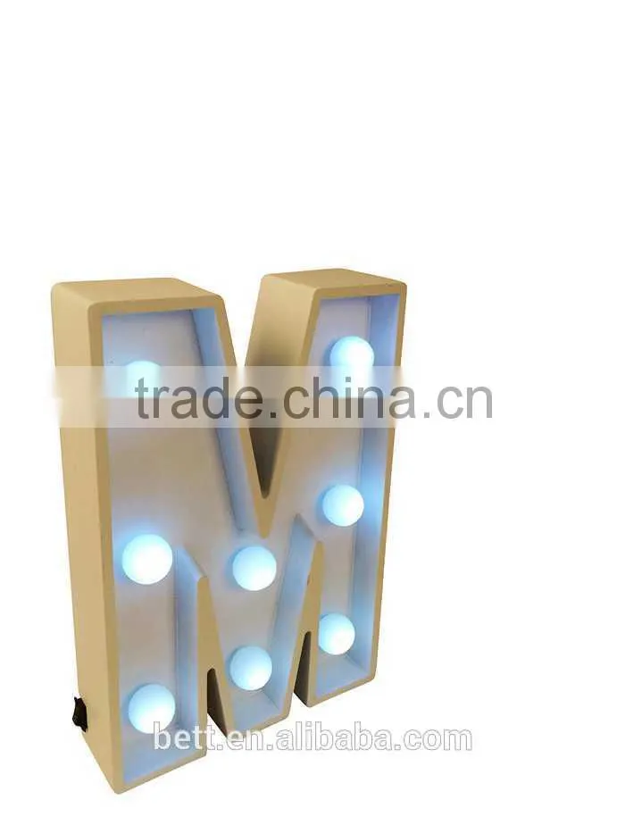 Yellow warm light color marquee letter light for wedding and room decoration