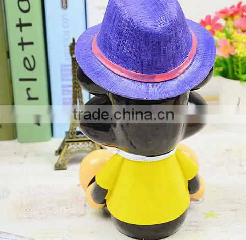 plastic piggy money box for promotion, eletric panda pvc piggy bank factory, cat stealing money plastic coin box