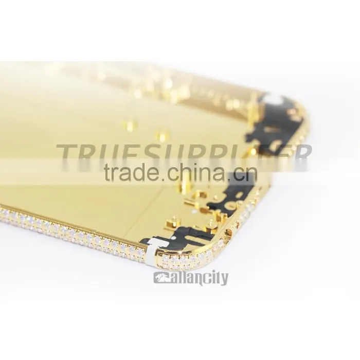 For iphone 6 24k gold plating back cover panel, rose gold housing with diamond