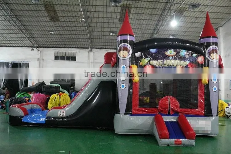 2016 selling popular rocket water slide combo inflatable combo for kids