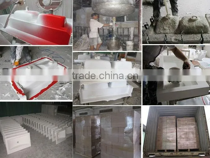 Glossy white bathroom wash basin artificial stone basin