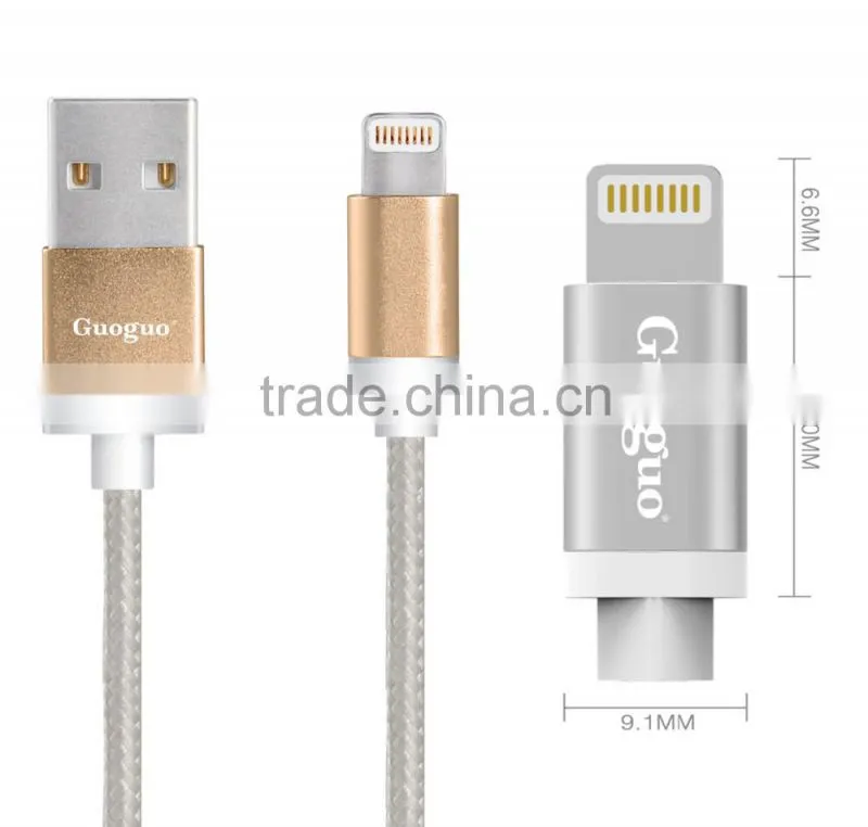 2016 New Fashinable Nylon Braided Cable Aluminum USB Charger Cable