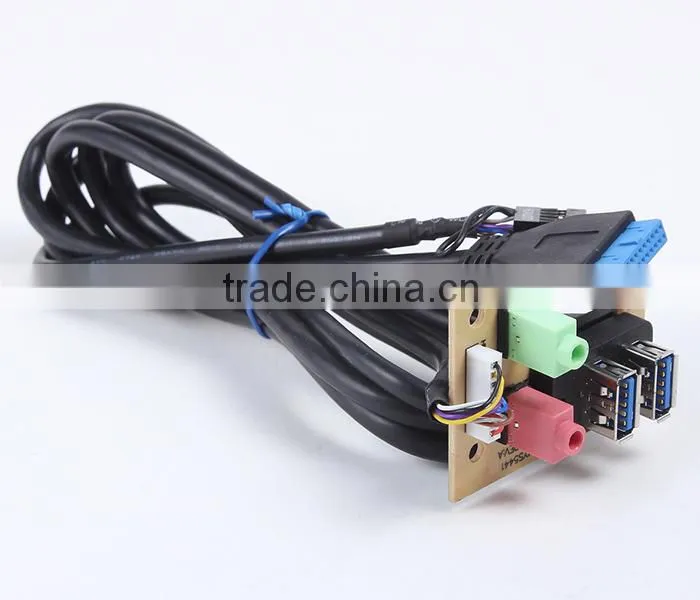 USB3.0 cable elbow+usb 2.0 female+audio cable+PCB13133 panel mount cable