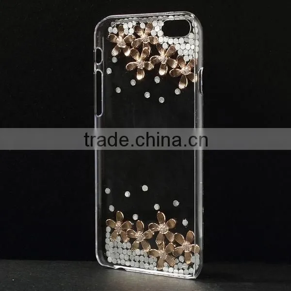 Transparent crystal hard case for Iphone6 for Apple Iphone 6 rhinestone case