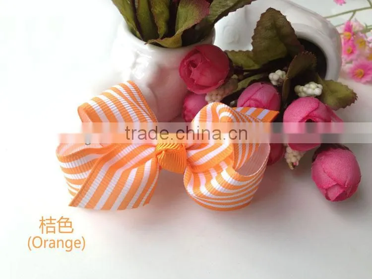 Orange Stripe Baby Bow Ties Grosgrain Ribbon Baby Hair Bow