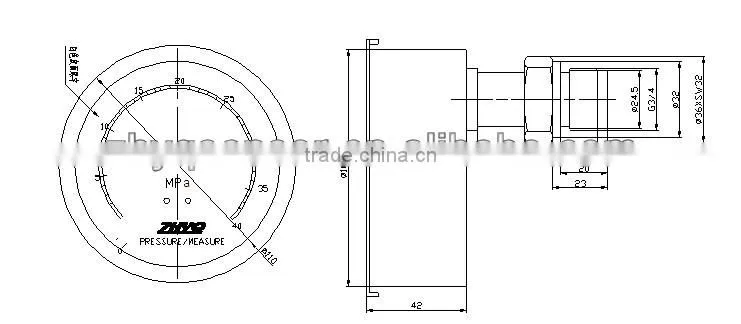 Antivibration Diaphragm pressure gauge Axial type