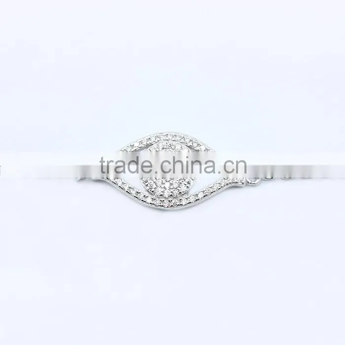 Wholesale 925 sterling silver micro pave eye design charm bracelet
