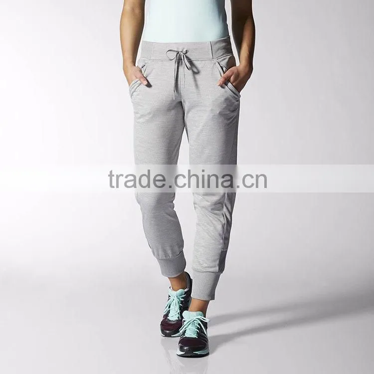 Hot sale polyester french terry zipper pockets sportswear fitness women running pants