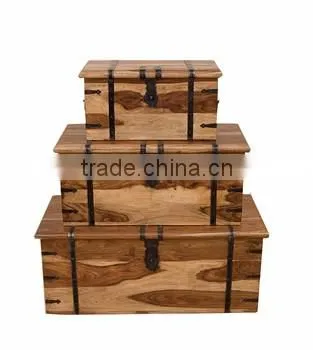 Sheesham Storage Trunk With Metal Deta Large Trunk