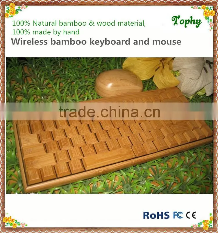 2.4GHz wireless bamboo keyboard and mouse waterproof keyboard+ wireless mouse