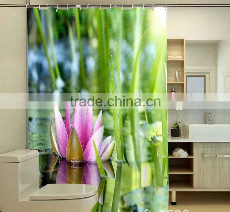 Digital Printed Green Plants Shower Curtain