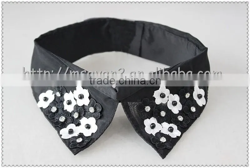 Customized Angle shaped beaded necklace, Black collar with flower beaded for T-shirt