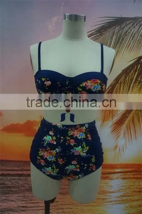 New fashion printed flower women hot sexy high waist bikini